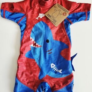 Zoochini Red and Blue Shark Swimsuit